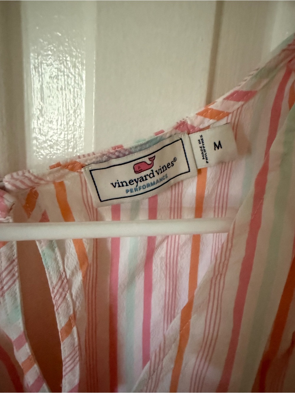 Vineyard Vines Pink, Coral & Mint Striped Ruffle Sleeve Dress - Picture 2 of 3